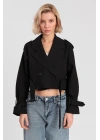 Kadın Kemerli Reglan Kısa Ceket