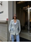 Kadın Mavi Denim Blazer Ceket