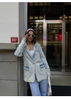 Kadın Mavi Denim Blazer Ceket