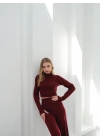 Kadın Parmak Geçmeli Crop-Pantolon 2li Takım