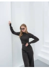 Kadın Parmak Geçmeli Crop-Pantolon 2li Takım