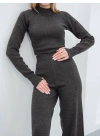 Kadın Parmak Geçmeli Crop-Pantolon 2li Takım