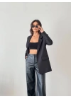 Kadın Tek Düğme Blazer Ceket