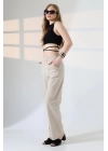 Kadın Yumuşak Doku Premium Gabardin Palazzo Pantolon