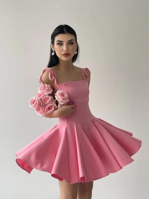 Kadın Askı Detaylı Astarlı Mini Elbise