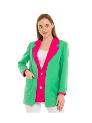 Kadın Astarlı Fuşya Yeşil Blazer Ceket