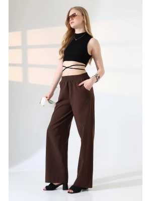 Kadın Yumuşak Doku Premium Gabardin Palazzo Pantolon
