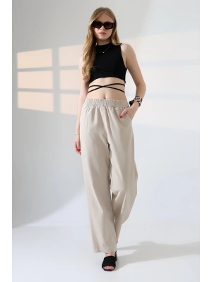 Kadın Yumuşak Doku Premium Gabardin Palazzo Pantolon