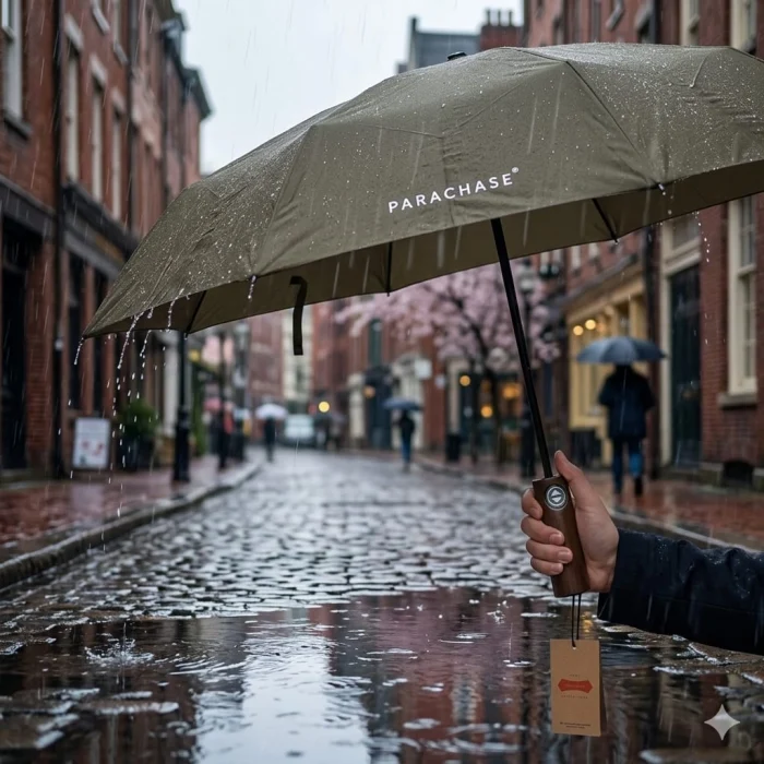 Parachase Ahşap Saplı Devrilme Önleyici 3 Kademeli Otomatik Şemsiye