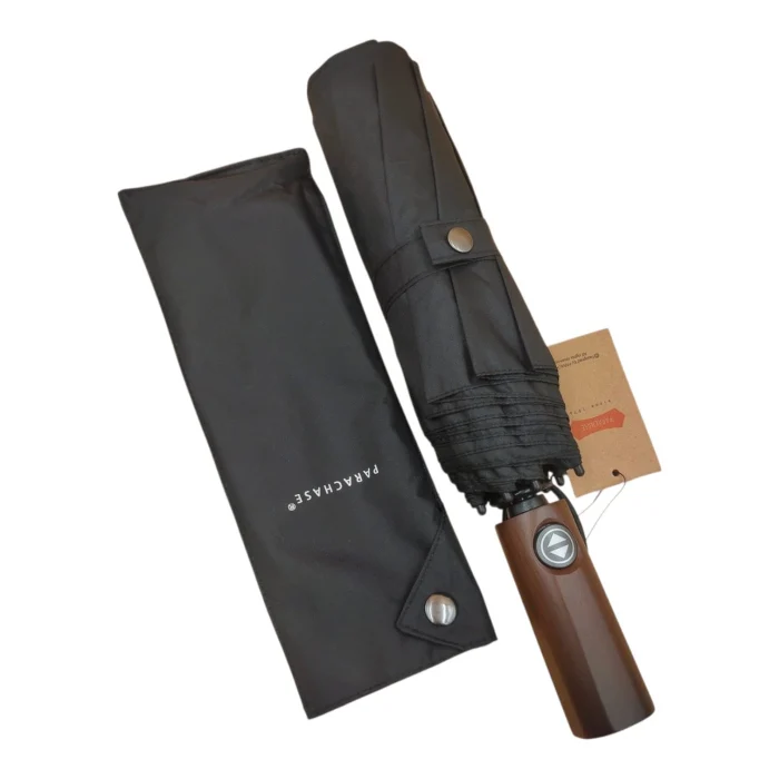 Parachase Ahşap Saplı Devrilme Önleyici 3 Kademeli Otomatik Şemsiye