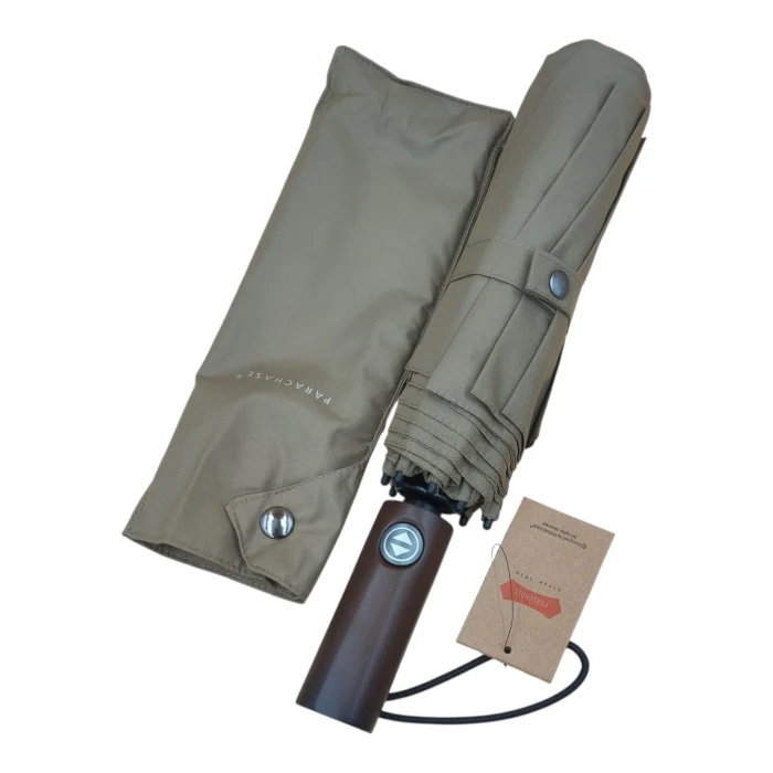 Parachase Ahşap Saplı Devrilme Önleyici 3 Kademeli Otomatik Şemsiye