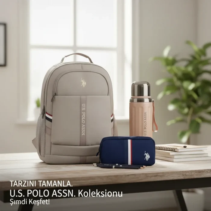 U.S. Polo Assn. Sırt Çantası , U.S. Polo Assn. Kalem Çantası - U.S. Polo Assn. Çelik Suluk Matara Hediye