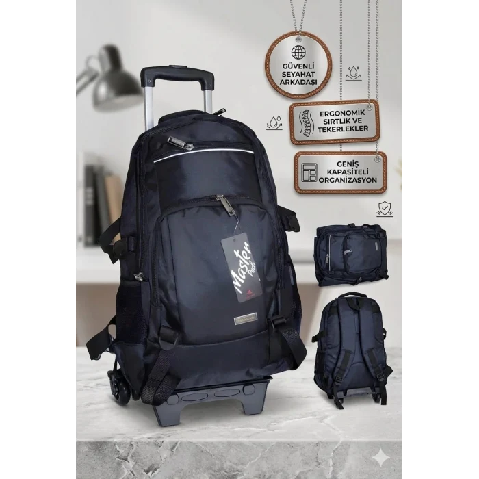 MASTER PACK Lux Çekçekli Tekerlekli , Dağcı Seyahat Laptop Bölmeli , Sırt Çantası