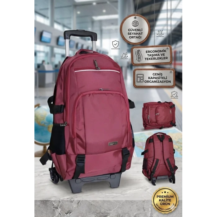 MASTER PACK Lux Çekçekli Tekerlekli , Dağcı Seyahat Laptop Bölmeli , Sırt Çantası