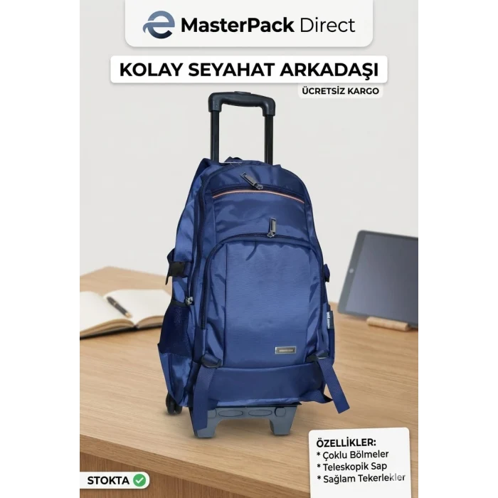MASTER PACK Lux Çekçekli Tekerlekli , Dağcı Seyahat Laptop Bölmeli , Sırt Çantası