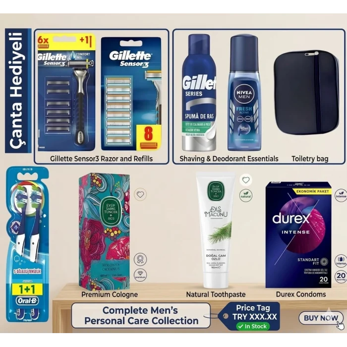 Gillette Sensor 3 Düğün-Nişan Bohçası + Seyahat El Çantalı