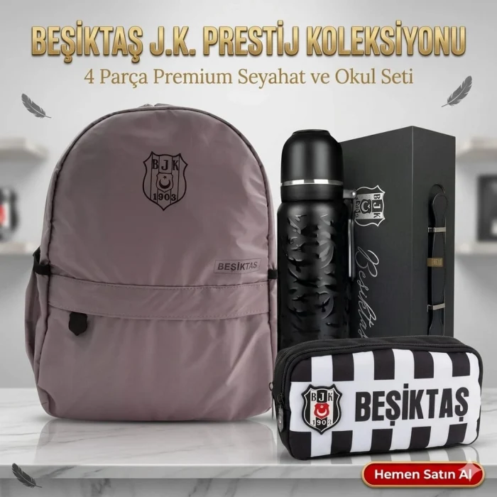 Beşiktaş Okul Sırt Çantası , Beşiktaş Lisanslı Premium Kutulu Termos Matara Hediye