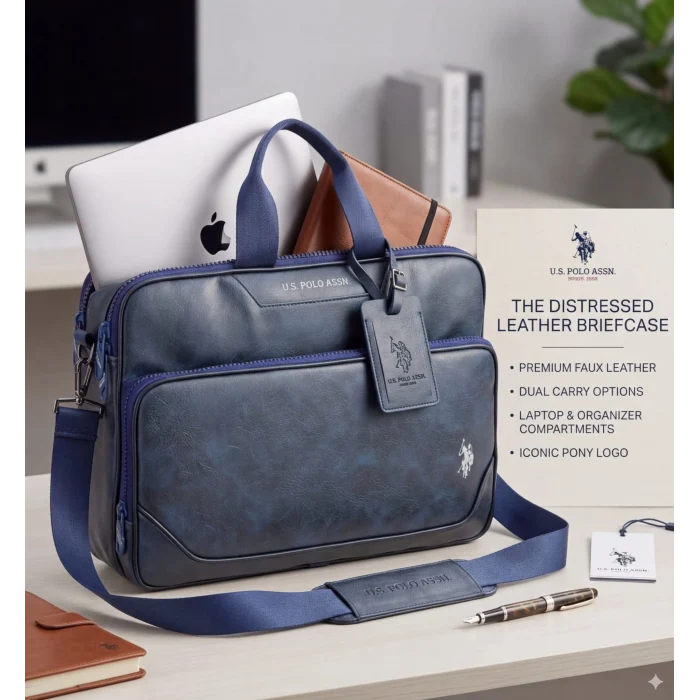 U.S.Polo Assn. Suni Deri Evrak Çantası