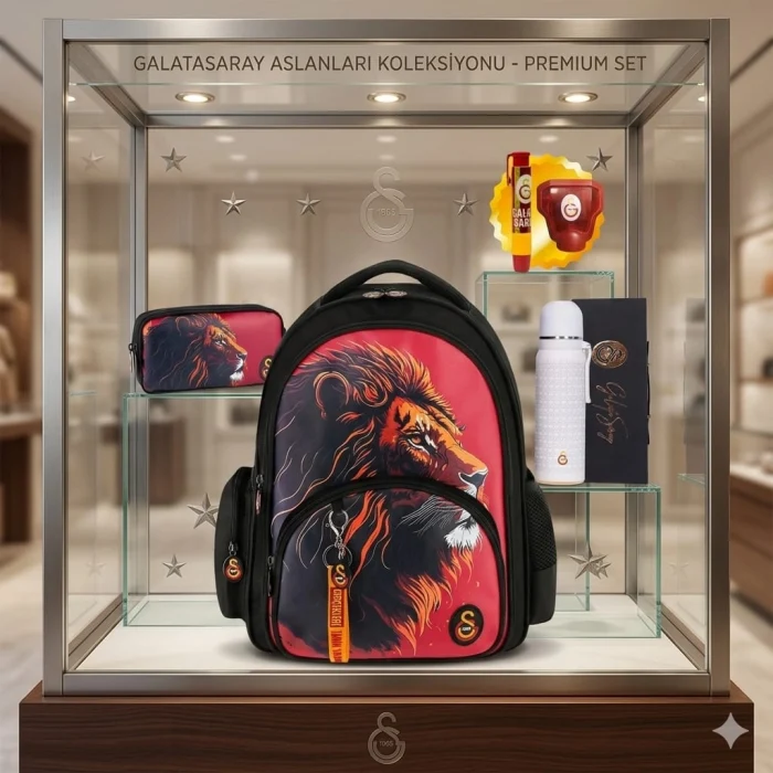 Galatasaray Suni Deri Okul Çantası , Kalem Çantası - Termos Matara Set