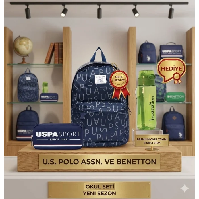 U.s. Polo Assn. Sırt Çantası , U.S. Polo Assn. Kalem Çantası - Suluk & Matara Hediyeli