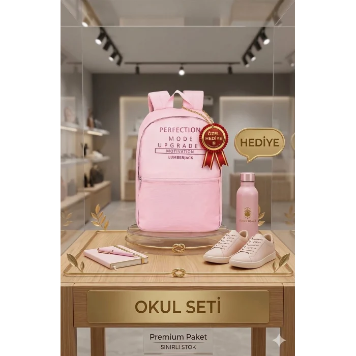 Lumberjack Sırt Çantası , Kalem Kutusu Seti , Suluk & Matara Hediye