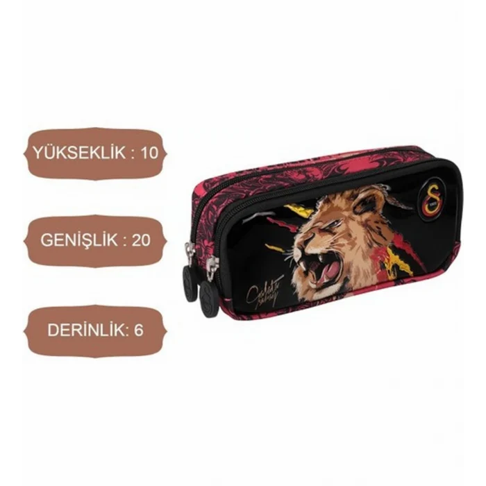 Galatasaray Kükreyen Arslan Okul Çantası, Çift Gözlü Kalem Çantası, Özel Kutusunda Termos Matara Set