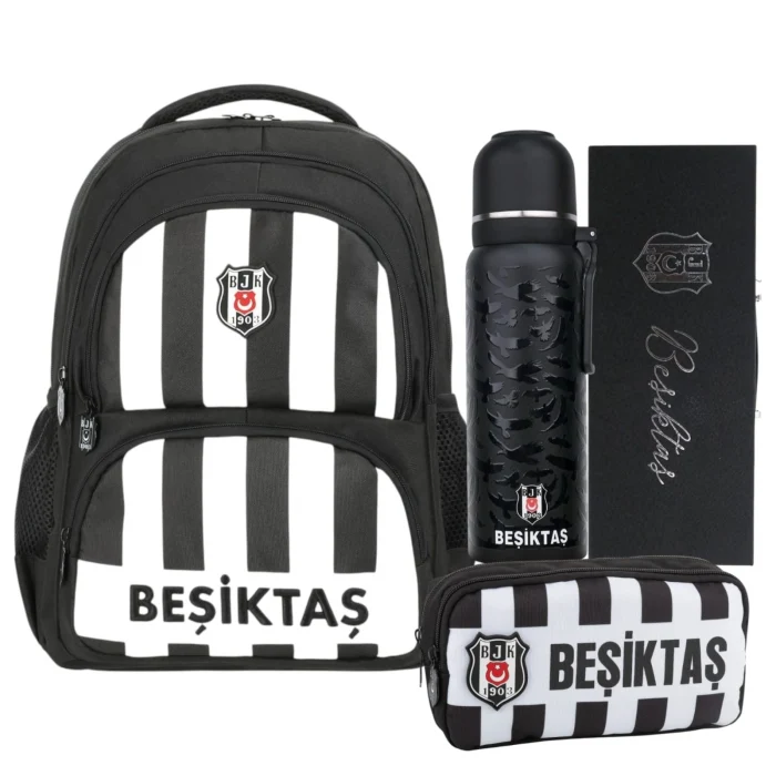 Beşiktaş Lisanslı Okul Çantası , Kalem Çantası - Özel Kutusunda Termos Matara Premium Set