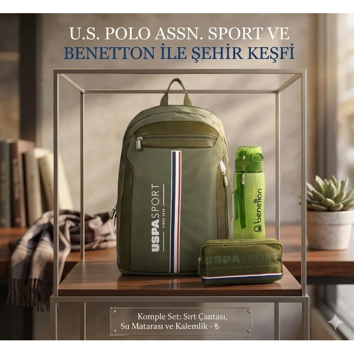 U.s. Polo Assn. Sırt Çantası , U.S. Polo Assn. Kalem Çantası - Suluk & Matara Hediyeli