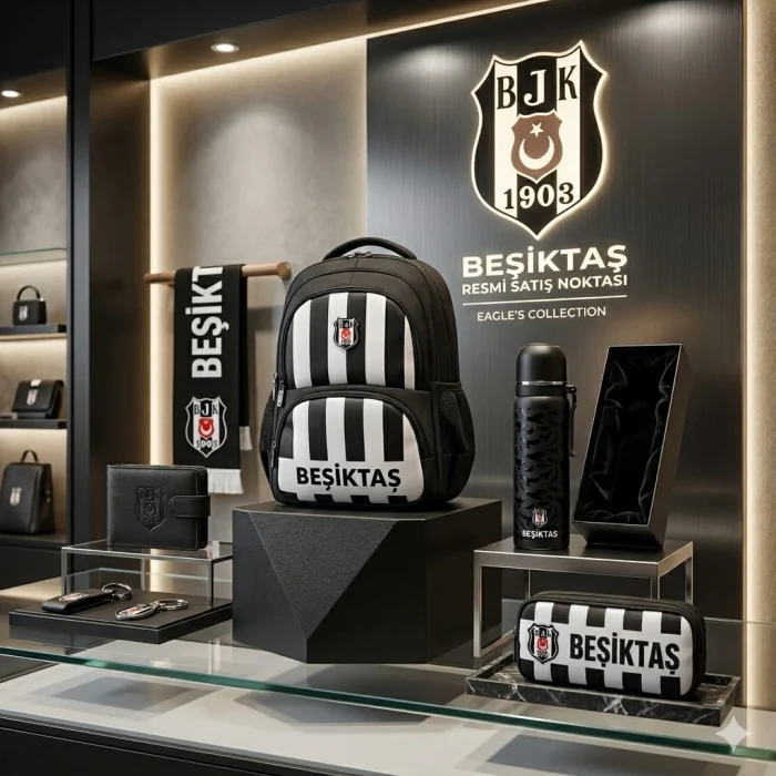 Beşiktaş Lisanslı Okul Çantası , Kalem Çantası - Özel Kutusunda Termos Matara Premium Set