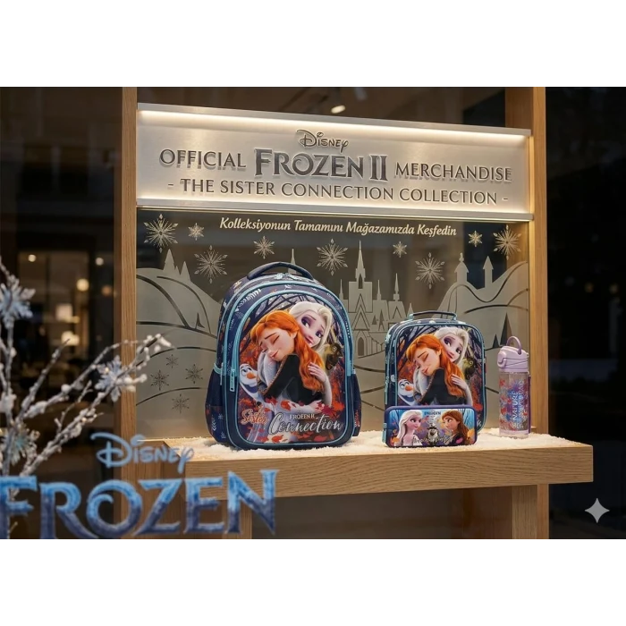 Frozen Lisanslı Okul Çantası - Beslenme Çantası - Kalem Kutusu Set - Suluk&Matara Hediye
