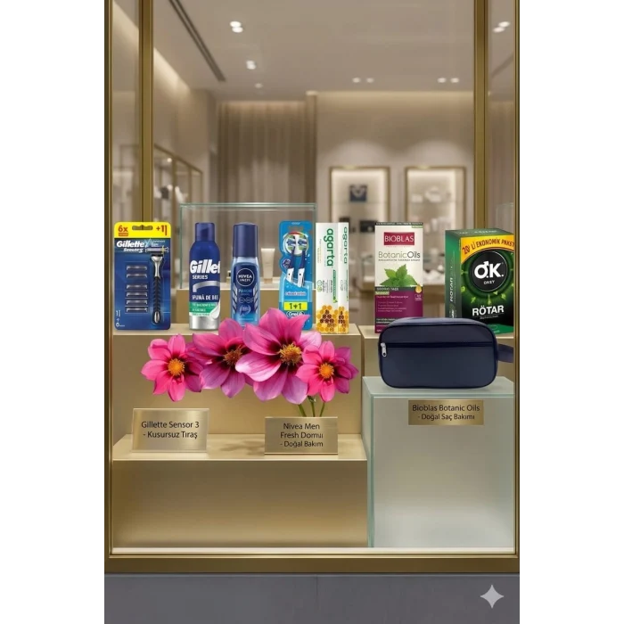 Gillette Mach3 Erkek Tıraş Kişisel Bakım Seti + Seyahat Çantası