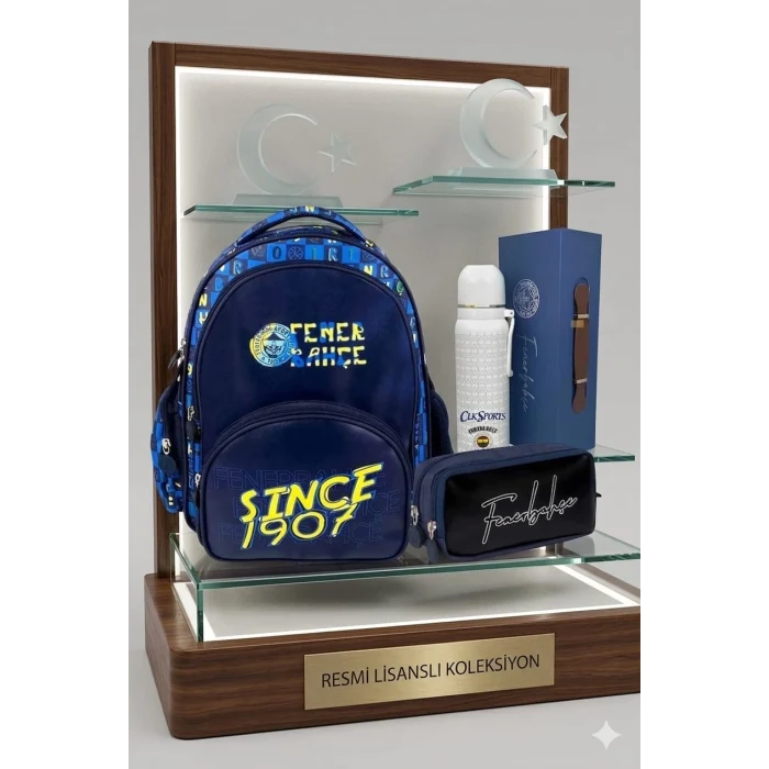 Fenerbahçe Okul-Sırt Çantası , Kalem Çantası - Lisanslı Bardaklı Kapak Çelik Termos Premium Set