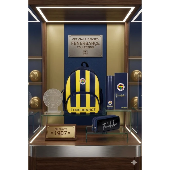 Fenerbahçe Suni Deri Anaokulu Çantası , Kalem Kutusu , Suluk&Matara Set