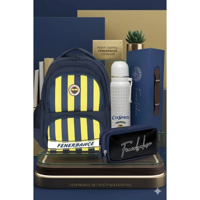 Fenerbahçe Okul Sırt Çantası Kalem Kutusu , Bardaklı Çelik Termos Set