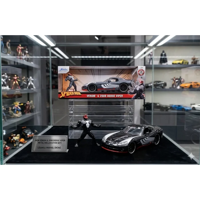 Marvel Spider-Man 2008 Dodge Viper SRT 10, Venom figürüyle birlikte, Jada Diecast 8 1:24 ölçekli