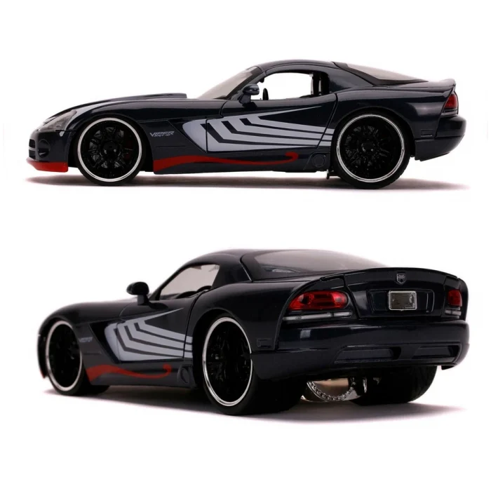 Marvel Spider-Man 2008 Dodge Viper SRT 10, Venom figürüyle birlikte, Jada Diecast 8 1:24 ölçekli