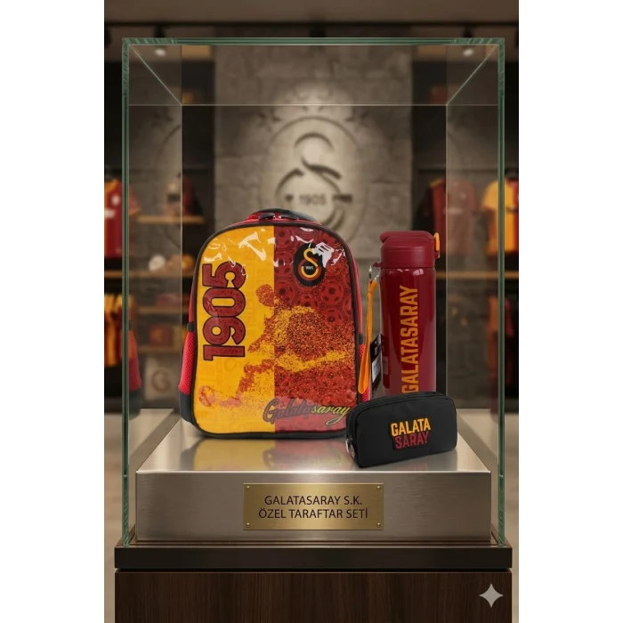 Galatasaray Anaokulu Çantası , Çift Gözlü Kalemlik -Lisanslı Suluk Matara Hediye