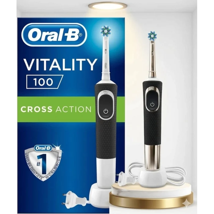 Oral-B Vitality D100 Cross Action Şarj Edilebilir Diş Fırçası Siyah