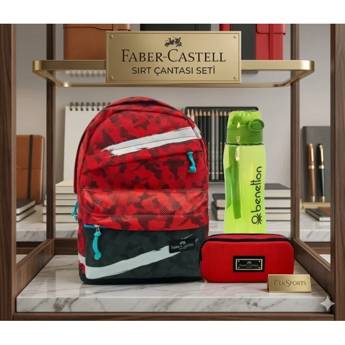 Faber Castell Sırt Çantası , Lisanslı Kalem Çantası - Lisanslı Suluk Matara Hediye