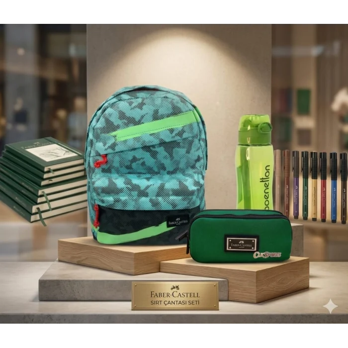 Faber Castell Sırt Çantası , Lisanslı Kalem Çantası - Lisanslı Suluk Matara Hediye