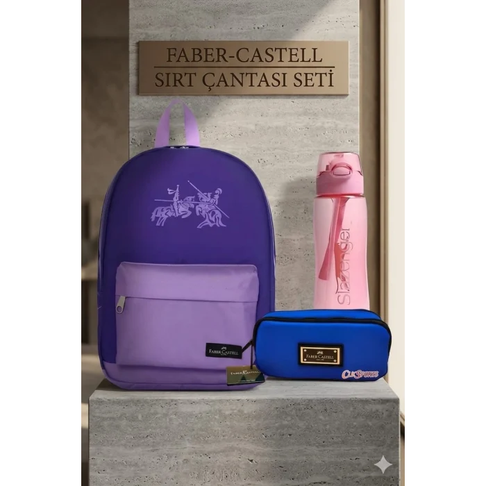 Faber Castell Sırt Çantası , Lisanslı Kalem Çantası - Lisanslı Suluk Matara Hediye