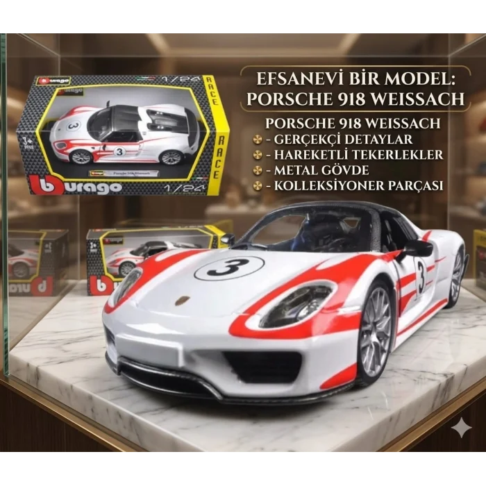 Porsche 918 Weissach Die Cast Model Araba , 1:24