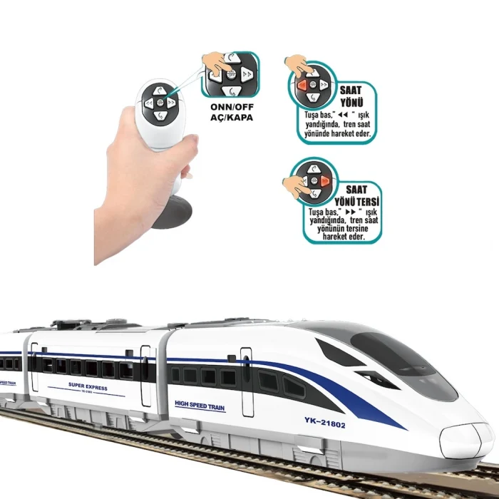 Vardem Uzaktan Kumandalı 49 Parça Işıklı 265 Cm Express Mavi Renk Tren Set