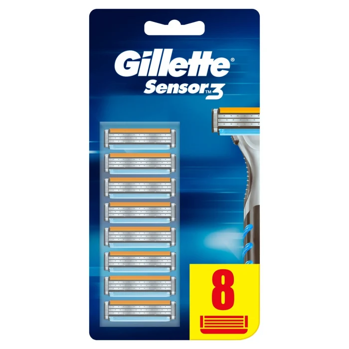 Polis Premium Gillette Sensor3 Tıraş Bıçağı 12 Parça Seti + Seyahat El Çantası