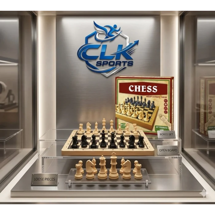 Star Chess Ahşap Satranç Takımı Plastik Satranç Taşlı 30x30cm