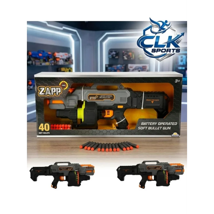 Zapp Toys 40 Mermili Sünger Dart Atan Silah 57 cm Siyah