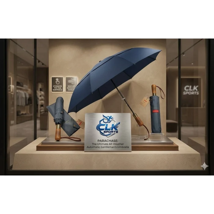 Parachase Premium Ahşap Saplı Otomatik Şemsiye - Çıtçıt Kılıflı