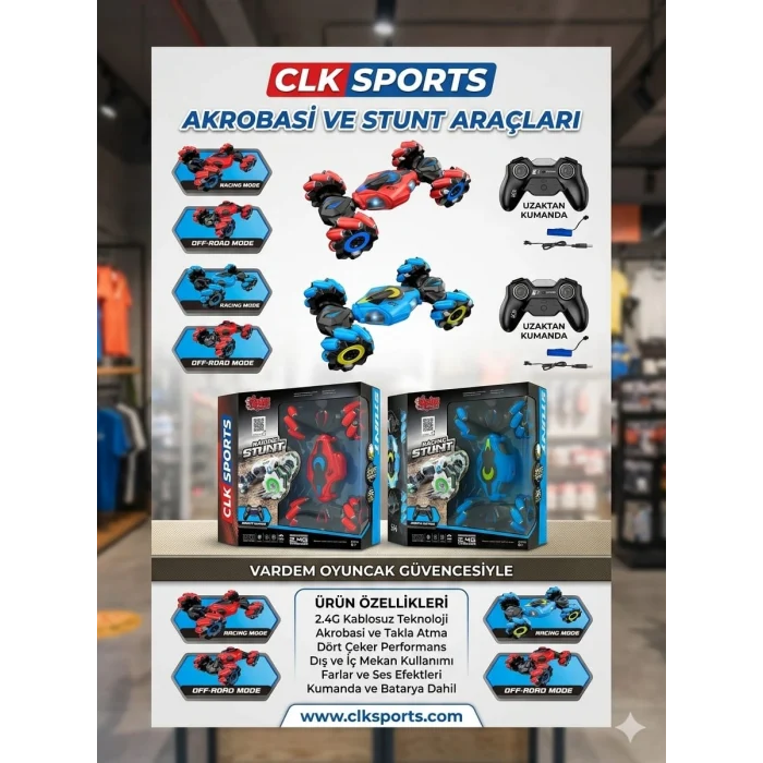 Vardem Uzaktan Kumandalı Full Fonksiyon Şarjlı Akrobat Araba