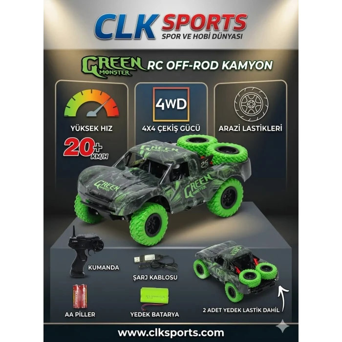 Vardem Drift Araba (Course) Uzaktan Kumandalı Full Fonksiyon 2.4G Şarjlı 1:20 - Yeşil