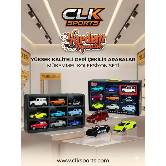 Vardem 9 Parça Çek Bırak Metal Araba , 1:43